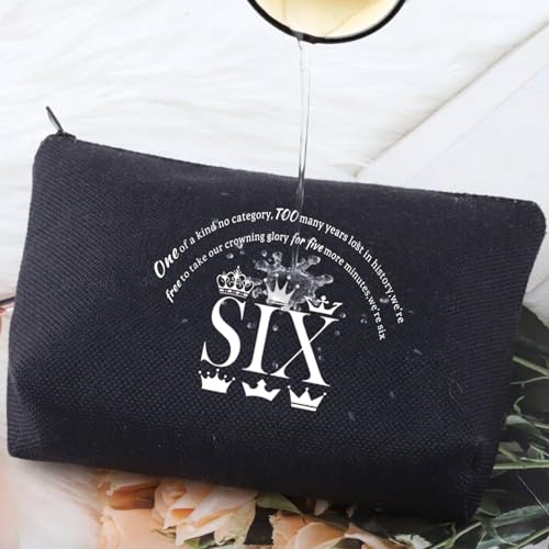 G2TUP SIX Queen Makeup Bag Theatre Fans Gift We¡¯re Six Zipper Pouch Bag Queen Cosmetic Bag (We¡¯re Six-Black)