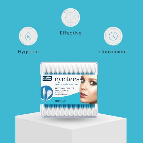 Fran Wilson EYE TEES COTTON TIPS 80 Count (6 PACK) - Precision Makeup Applicator, Double-sided Swabs with Pointed and Rounded Ends for Perfect Blending, Effective Cleaning and Precise Touch-ups