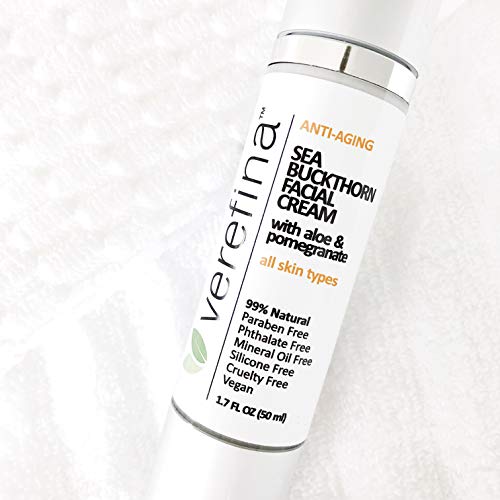 Verefina | Sea Buckthorn Anti-Aging Facial Cream | 99% Natural | Paraben Free | Pthalate Free | Mineral Oil Free | Silicone Free | Cruelty Free | Vegan | 1.7 oz | All Skin Types | For Sensitive Skin