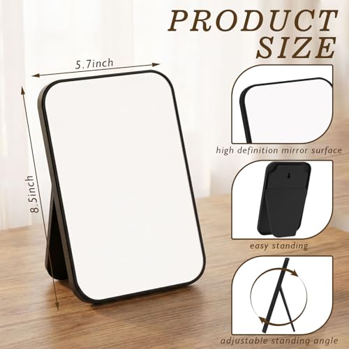 12 Pack Desktop Makeup Mirror Bulk 90¡Æ Adjustable Portable 8" Vanity Table Mirror with Stand, Folding Travel for Makeup Party Spa Party, Women, Cosmetics Personal Beauty (Black)