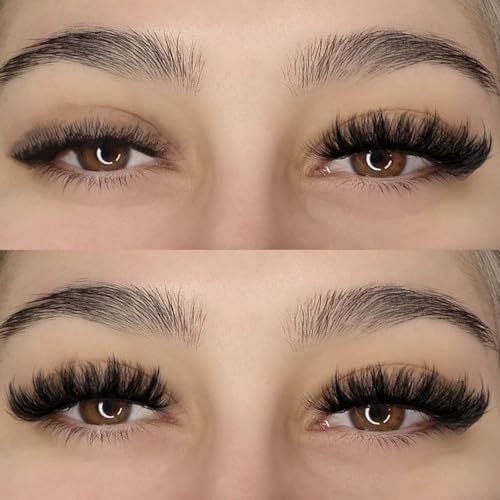 Lashes False Wispy Eyelashes Natural Volume Cat Eye Lash Strips Thick Fake Mink Eyelash Pack Natural Looking Fluffy Full Strip Lashes Set Clear Band Easy Eyelashes for Beginners