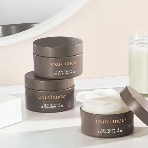 EXUVIANCE Gentle Daily Exfoliating Face Pads with PHA, Vitamin C and E Antioxidants, Green Tea and Cucumber Extracts, 60 pads