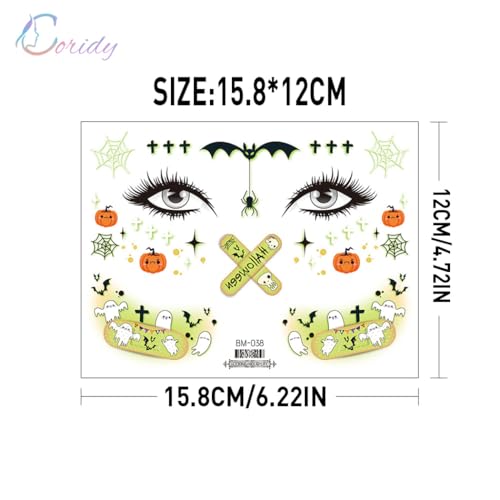 Glitter Butterfly Temporary Tattoos Colorful Eyes Face Stickers Feather Face Tattoos for Women Make up (Halloween 01)