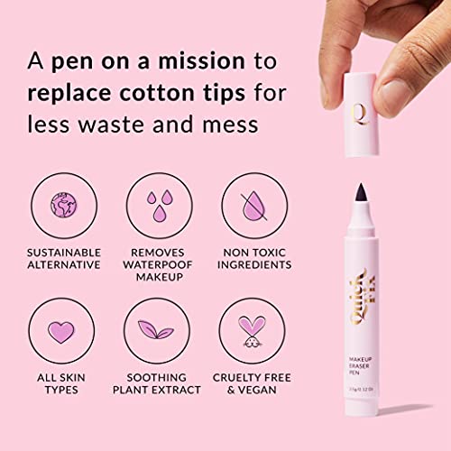 THE QUICK FLICK Reusable Waterproof Makeup Remover Pen - Quick Fix Makeup Eraser Pen for Smudged Eyeliner, Mascara, Brows - Instant Lipstick Remover - Travel Friendly, On-the-Go Touch-Ups, Easy to Use
