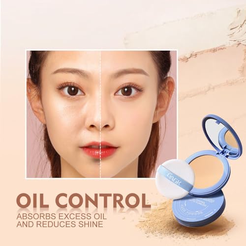 Oil Control Face Pressed Powder, Matte Perfection Pressed Powder, Waterproof Long Lasting Lightweight Finish Setting Face Powder, Cruelty-free, 0.35Oz (03# Pure beige, One Size)