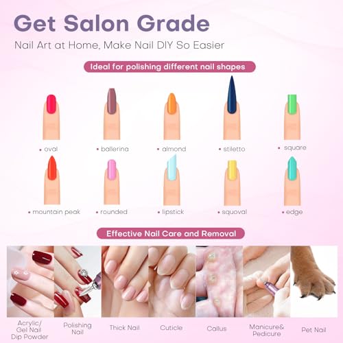 Nail Drill Electric Nail File Kit 45000 RPM Professional Efile Nail Set,Cordless Portable Rechargeable Acrylic Gel Nail Polish Remover Machine Pedicure Manicure Tool with 11 Bits for Salon Home