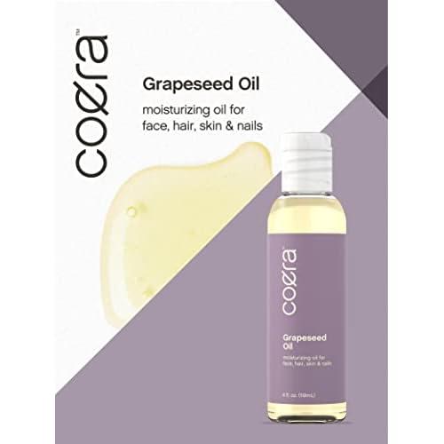 Coera Grapeseed Oil Cold Pressed | 4 fl oz | Moisturizer for Face, Hair, Skin, and Nails | Free of Parabens, SLS, & Fragrances