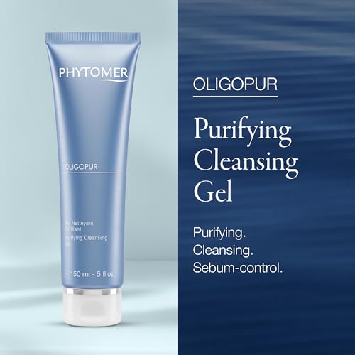 Phytomer Oligopur Purifying Cleansing Gel | Skin Balancing, Oil Absorbing Face Cleanser | Energizing Face Wash Prevents Dull Skin Tone | Safe, Natural Ingredients | Sustainable & Eco-Friendly | 150ml