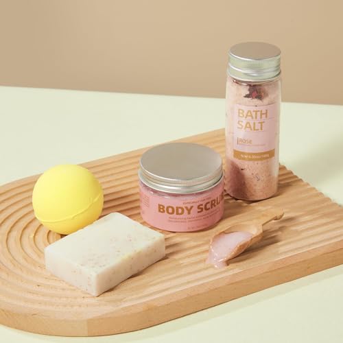 Birthday Gifts for Women - Luxury Home Spa Gift Box with Body Scrub & Bath Salt, Self-Care Relaxing Gifts for Her, Unique Birthday Gift for Wife, Mom, Friend