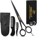 5" Professional Beard Scissors for men Mustache Scissors with 1 Mustache Comb, 1 Beard Comb & Soft Pouch ? Prefect Beard shears mustache kit for All Facial Hair ? moustache Grooming kit for Men