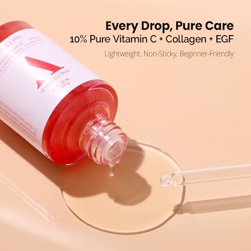 Forest of the Borges's Pink V10 Vitamin Serum 1.0 fl oz ? 10% Pure Vitamin C with Niacinamide, Panthenol, Collagen, EGF & Hyaluronic Acid ? Lightweight Korean Facial Serum for Daily Use.