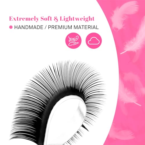 TDANCE Cashmere Lash Extensions Super Matte Black Volume Lash Extension C CC D DD B J L Curl 0.03-0.2mm Thickness Classic Lash Extensions Eyelash Extensions Professional Salon Use(0.1-DD,8-15mm)