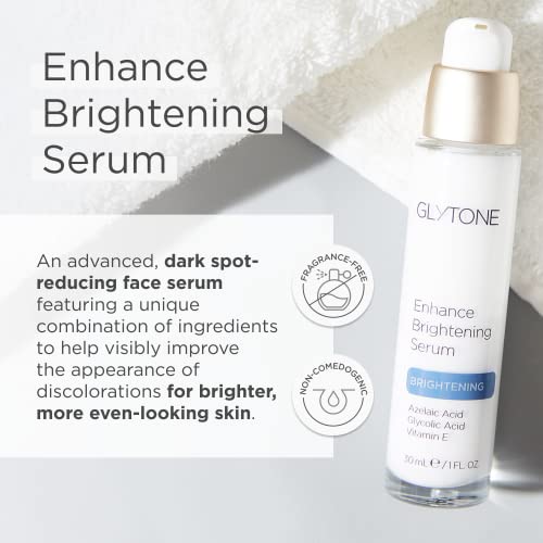 Glytone Enhance Brightening Serum?with Hyaluronic Acid, 1.7 FAV Glycolic Acid 8% Azelaic Acid & Vitamin E?Dark Spot Remover for Face? Pigmentation Treatment? Non-Comedogenic, Hydrating Serum 1 fl.oz.