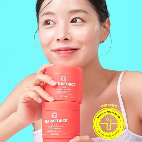Elishacoy | TETRAFORCE Cica Peeling Toner Pads, Gentle Exfoliating & Calming Toner with Cica, Daily Skin Smoothing & Hydration, Vegan & Dermatologist Tested, 150 mL