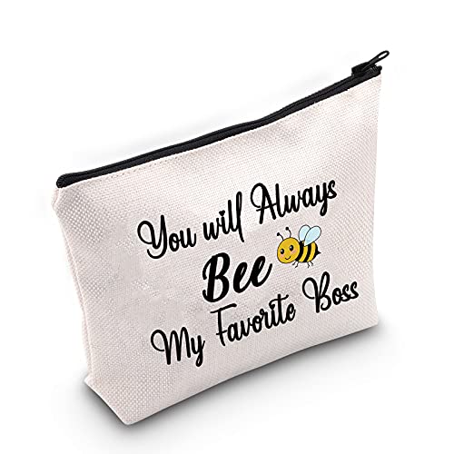 BLUPARK BOSS Coworker Leaving Gifts You'll Always Bee My Favorite Boss Makeup Bags Women Colleague Going Away Gifts (BEE BOSS)