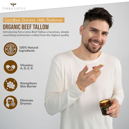 Organic Grass-Fed Beef Tallow Balm with Raw Honey - Moisturizing Cream for Soft, Smooth Skin - Handmade All-Natural Moisturizer (4oz, Unscented)