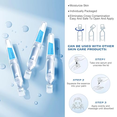 3% Hyaluronic Acid Serum Ultra-Hydrating Vials, Hyaluronic Acid Tubes, Hydrating Face Serum for Women Anti Aging (1.2ml * 60pcs)