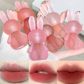 6 Colors Velvet Matte Liquid Lipstick set, Cute Rabbit Lip Glaze 2 in 1 Key Chain Lip Gloss Lip Stain, Waterproof Non-Stick Cup Long Lasting Lip Clay Cute Lip Makeup for Girls (A)
