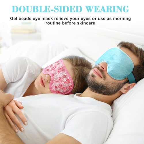 2 Pack Cooling Eye Mask, Reusable Gel Eye Masks for Puffy Eyes, Cold & Warm Compress for Dry Eye, Post Surgery, Puffiness, Allergies, Sinuses & Migraines Relief, Eye Masks for Sleep Unisex (Blue+Pink)