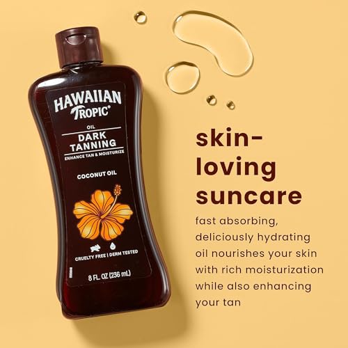 Hawaiian Tropic Dark Tanning Oil Original - 8 oz, Pack of 4