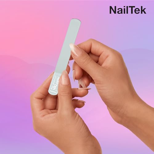 Nail Tek Crystal File - Glass Nail File with Case, Durable & Gentle for Natural Nails, Travel-Friendly Design, Fuchsia, Mini 3"
