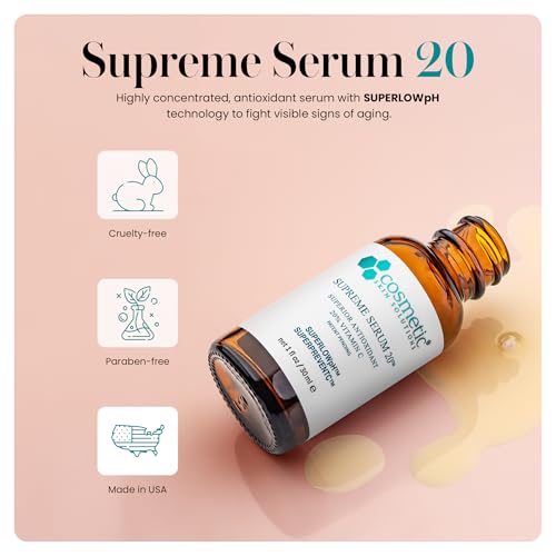 Supreme Serum 20 ? 20% Vitamin C Face Formula with Hyaluronic Acid, Glutathione & Asiatic Acid ? Antioxidant for Even Skin Tone, Firmness & Radiant Complexion ? 2 fl oz