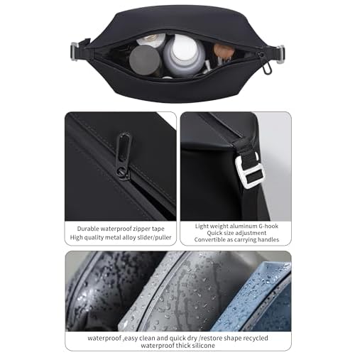 6"x 11" 6L Large Silicone Toiletry Bag,Waterproof Leakproof Foldable Travel Organizer,Dopp Kit Alternative for Men & Women,Black