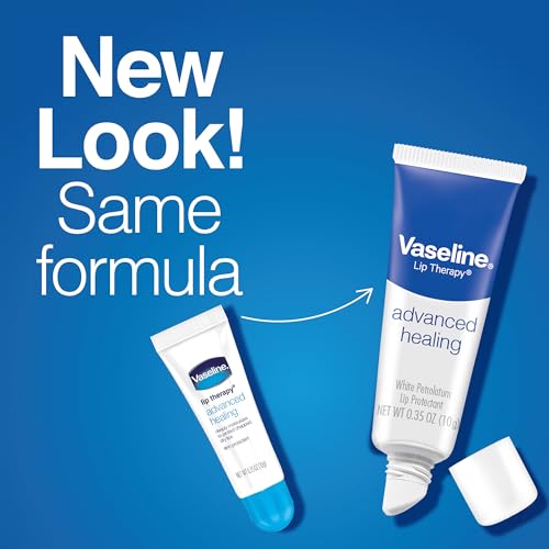 Vaseline Lip Therapy Advanced Healing Lip Balm Tube 24-Pack ? White Petroleum Protectant, Moisturizer for Dry Lips, 0.35 Oz Ea