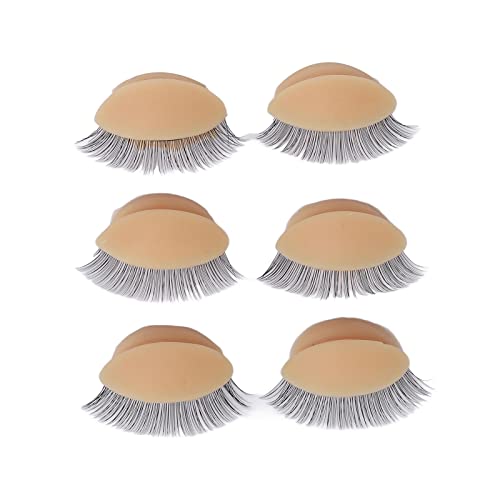 Replacement Eyelids, 3 Pairs Double Layers Eyelashes Eyelids, Realistic Eyelids for Eyelash Training and Practice, Silicone Practice Eyelash Eyelids, Mannequin Head Removable Parts (Skin Color)