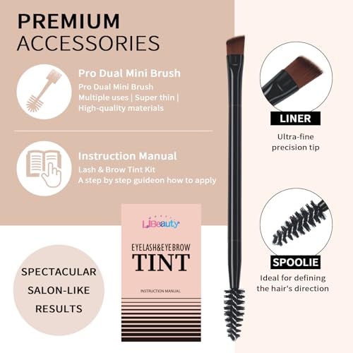 Libeauty Eyelash and Eyebrow Color Kit with Eye Patches - Professional Black Coloring Set for DIY Home Use - Includes Detailed Step-by-Step Manual & Precision Brushes - 8ml