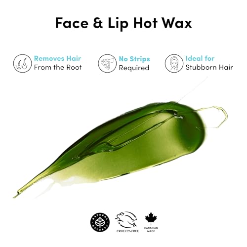 Parissa Natural Face & Lip Hard Wax Kit | No-Strip Hot Wax for Coarse Facial Hair removal | Sensitive Skin Formula with Post-Wax Oil | 3.5 oz (100 g)