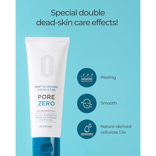 BE THE SKIN BHA+ 30-Second Exfoliator - Gommage Peeling Gel Willow Bark BHA + AHA Melts & Sweeps Dead Skin, Helps Clear Pores & Blackheads, No Harsh Beads for Oily Blemish-Prone Skin | 3.38 fl oz