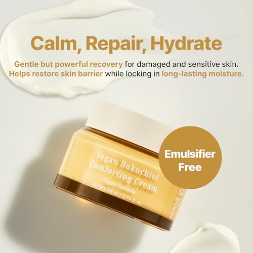 Vegan Bakuchiol Comforting Cream, Gentle Retinol Alternative, 25% Shea Butter, Barrier Strengthening & Hydrating, Dew Drop Texture, 2.7 fl.oz