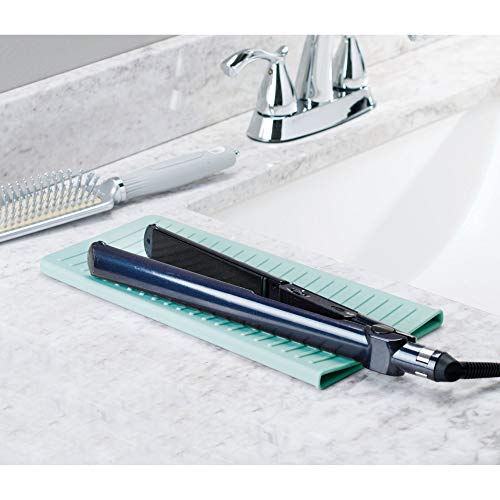 iDesign Silicone Heat-Resistant Hair Styling Tools Storage and Travel Pouch for Curling Irons, Straighteners, Wands - Aqua