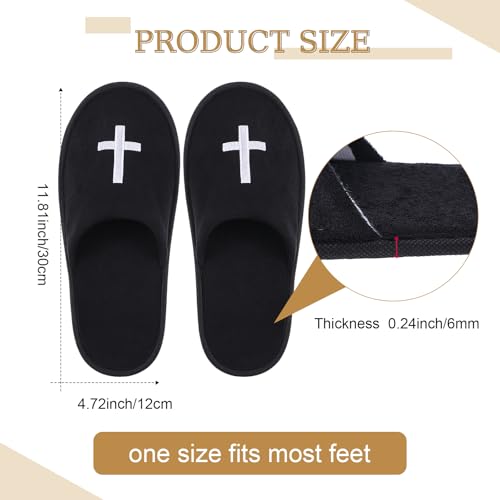 House Slipper for Guest Weddings & Baptisms Party Christian Non Slip Disposable Slippers with Cross Pattern for Travel, Bridesmaid Indoor Spa Bridal