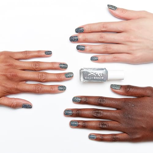 essie Expressie FX Quick-Dry Vegan Nail Polish, Silver Glitter Top Coat, 0.33 fl oz