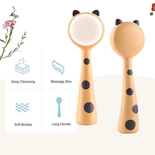Face Brush Face Scrubber, Hysotok Facial Cleansing Brush with Soft Bristles for Face Cleansing Wash Scrub, Face Cleanser Brush for Facial Exfoliating Massaging Skin Care (Yellow)