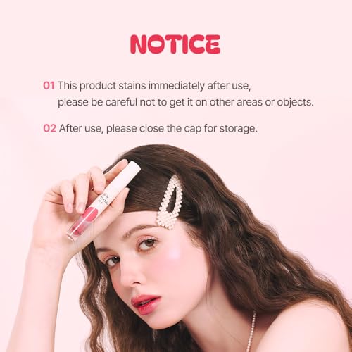 Berrisom Jelly Tattoo Tint, Long Lasting Korean Lip Stain with Jelly Texture, Transfer-Resistant Color, 3.8g / 0.13oz, 4 Shades (Strawberry)