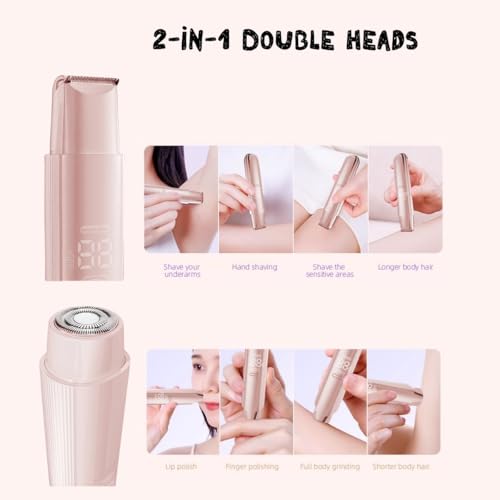 Women's Electric Shaver, Electric Razor for Women with Digital Display, Dual-Head Bikini Trimmer, 2 in 1 Razor, Trimmer Shaver 2-in-1, Wet/Dry, Compact Travel Ready