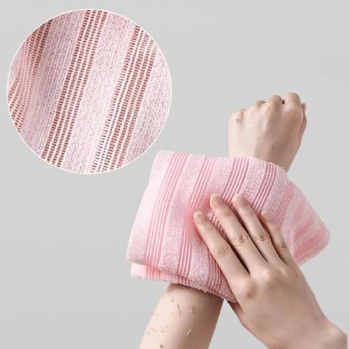 Blissal Exfoliating Shower Towel, 2-in-1 Exfoliating Towel, Premium Scrub Wash Cloth for Body Face, Blissal exfoliating Towels-Body Scrubber with 2 Sides for All Skin Types (Black+Pink)