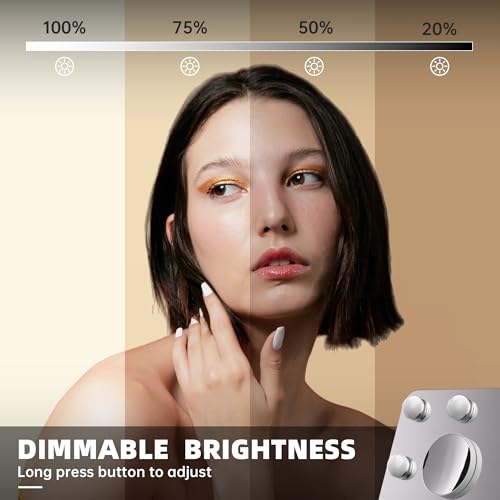 MINISO Vanity Mirror with Lights and Bluetooth Speaker- 10.6" x 13.8" Hollywood Makeup Mirror with 3 Color Lights, Smart Touch Control, Rounded Rectangle White Frame