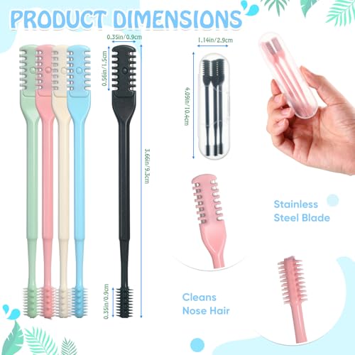2-in-1 Nasal Hair Cutter Travel Double Sided Nose Hair Trimmer for Women Men Portable 360 Rotating Manual Nose Nasal Knife Soft Cleaning Brush with 10 Box Travel Package Multicolor (30 Pcs)