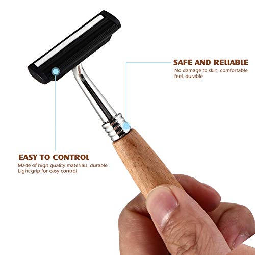 Beaupretty Bamboo Handle Safety Razor for Men Reusable Single Blade Manual Shaver Smooth Close Shaving Experience Comfortable Grip 5.11 Inch