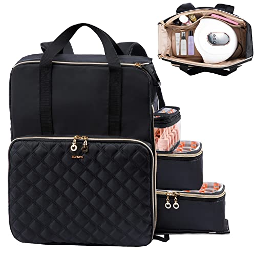 Nail Polish Organizer Backpack Holds 84-93 Bottles and a Nail Lamp, Nail Tech Storage Case Large Nail Polish Bag with 3 Removable Boxes and Tools Organizer Sections(Black)