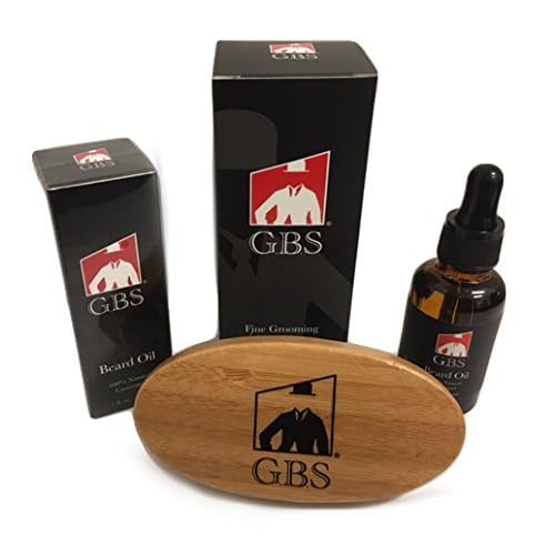 G.B.S Advance Conditioning Beard Kit, Wooden Handle Boar Bristle Beard Brush and Unscented Conditioning Beard Oil