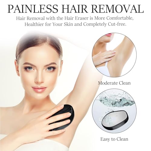 Crystal Hair Eraser, Painless Hair Removal Tool, Reusable Hair Remover for All Body Parts (Black)