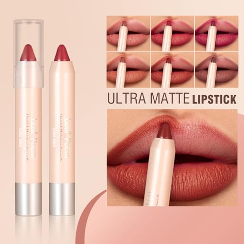 6 Pcs Sheer Matte Lip Liner Lipsticks Set with Retractable and Long-Lasting Lip Crayon Lipstick for Gift Women Makeup