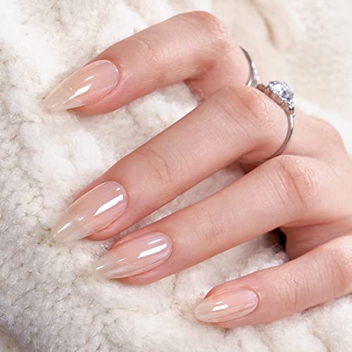 Press On Nails Medium - BTArtbox Soft Gel Press On Nails, Chrome Fake Nails with Nail Glue, Glazed Donut & Chocolate Glazed