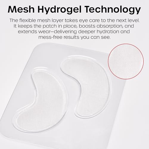 The Man Mesh Hydrogel Under Eye Patches for Men - Cooling, Hydrating & Firming Eye Masks for Dark Circles & Puffiness - Men's Anti-Aging Patches with Hyaluronic Acid, Collagen & Vitamin E. (12 Pairs)