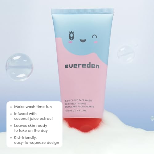 Evereden Kids Healthy Habit TRIO : Clean & Vegan Skin & Hair Care for Kids Bundle | Skin Care Cloud Face Wash + SPF 20 Mineral Face Cream + Shampoo - Detangling | Clean Ingredients